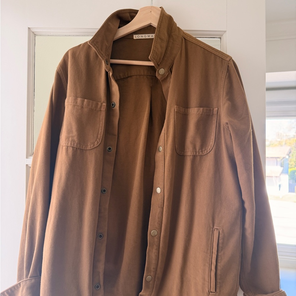 Longway shirt jacket shacket in brown Small